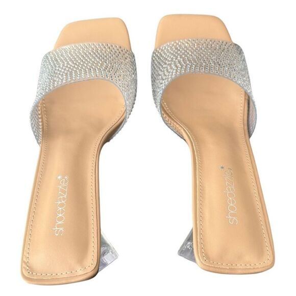 Shoe Dazzle Vela Clear Block Heeled Sandals with Modern Curved Heel Women’s 11 - Picture 11 of 13